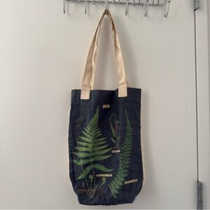 Cavallini & Co. Botanical Floral Tote Bag Boho Leaf Plants Purse Ferns Canvas